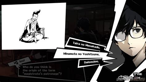 persona 5 correct answers.